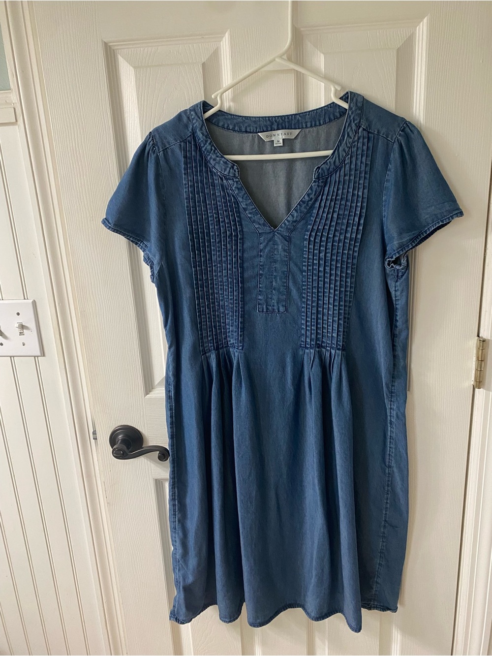 DownEast Denim-Blue Short Pintuck Mini Dress